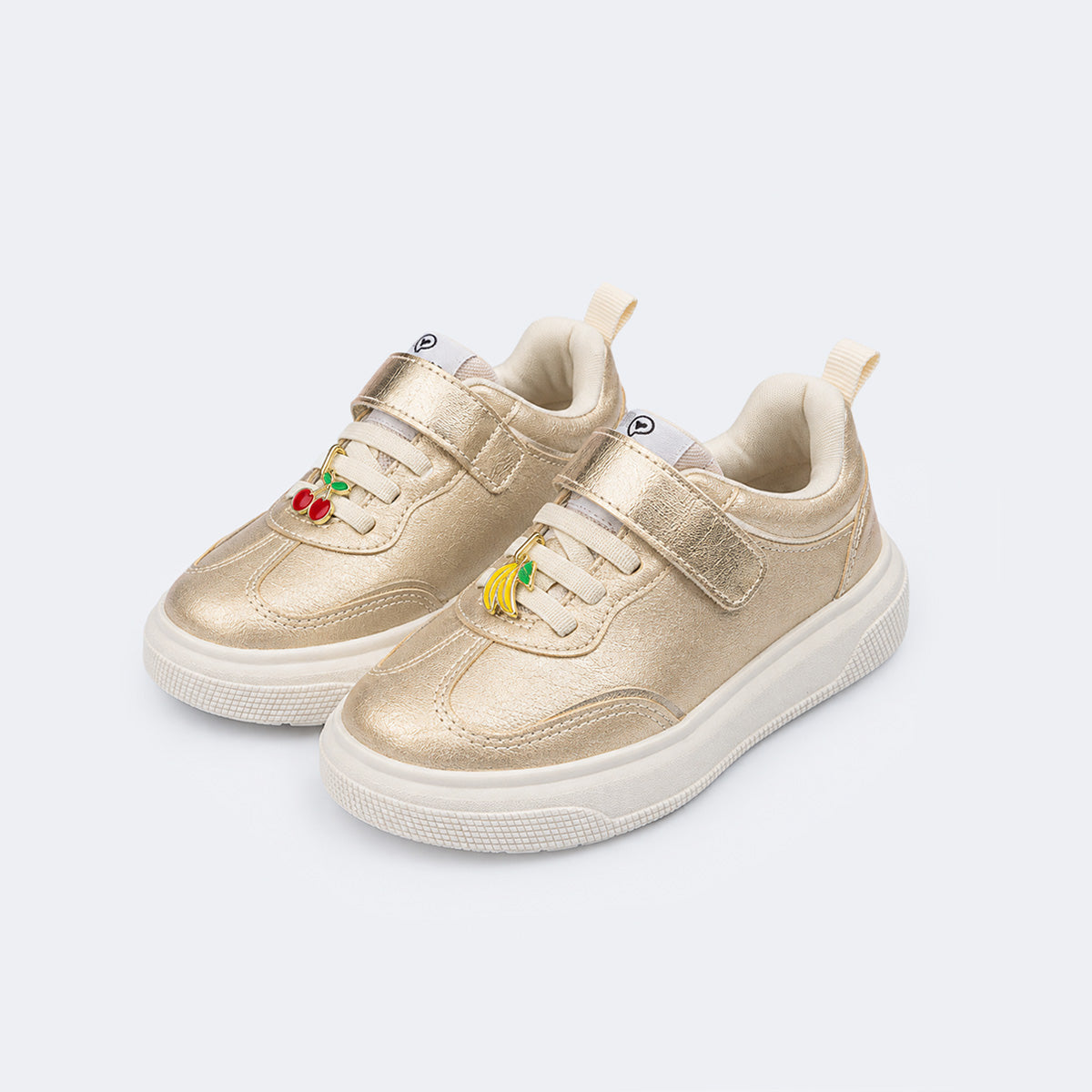 Tênis Infantil Pampili XP24 Pingentes de Frutas Dourado