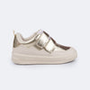 Tênis Infantil Feminino Up Recortes Nude e Dourado