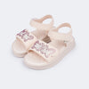 Sandália Papete Infantil Pampili Petit Borboletas em Strass Nude