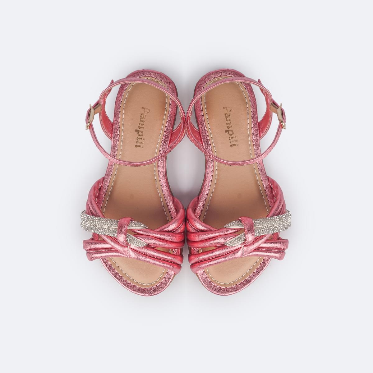 Sandália Infantil Pampili Cherrie Strass Comfy Rosa Claro - superior da sandália confortável