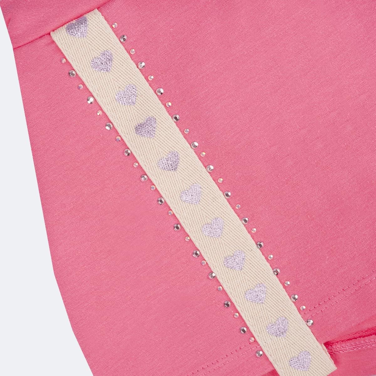 Short Saia Infantil Pampili Corações Rosa - short infantil feminino