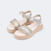 Sandália Infantil Feminina Day Chunky com Ilhós Dourada