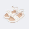 Sandália Infantil Pampili Cora Flatform com Laço Branca Perolada