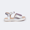 Sandália Infantil Pampili Cora Flatform Metalizada Lisa Prata