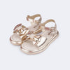 Sandália Infantil Pampili Cora Flatform Laço com Pérolas Dourada