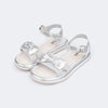 Sandália Infantil Pampili Cora Flatform Laço com Tachas Prata