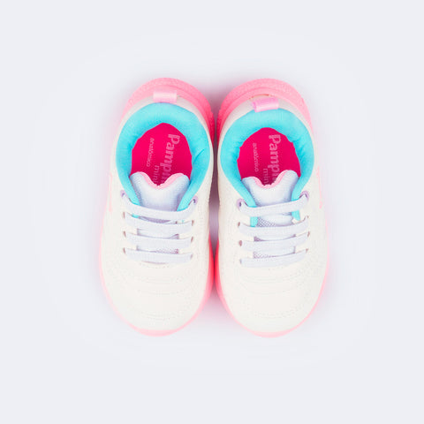 Tênis Infantil Feminino Mini Soft Costura Branco Colorido