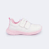 Tênis Infantil Feminino Mini Soft Costura Casual Branco Rosa