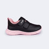 Tênis Infantil Feminino Pampili Mini Soft Preto Rosa