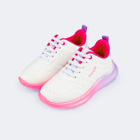 Tênis Infantil Feminino Bubble Flúor Degradê Branco