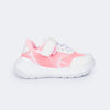 Tênis Infantil Feminino Sky Branco e Rosa Neon
