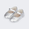 Sapato de Bebê Pampili Nina com Floral Rendado Prata