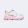 Tênis Infantil Feminino Pampili Zippy Linhas Rosa Branco
