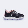 Tênis Infantil Feminino Pampili Zippy Telado Preto e Rosa