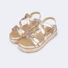 Sandália Infantil Feminina Alana Flatform Tiras Cruzadas Dourada