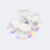 Sandália de Led Infantil Pampili Mini Coração Branca
