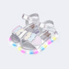 Sandália de Led Infantil Pampili Mini Metalizada Prata