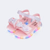 Sandália de Led Infantil Pampili Mini Lacinho Rosa Lilás