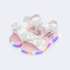 Sandália de Led Infantil Pampili Mini Lacinho Perolada Branca
