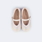 Sapatilha Infantil Pampili Vanila Strass Coloridos Nude