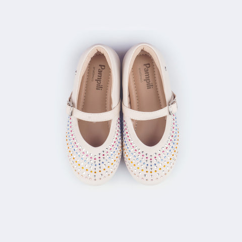 Sapatilha Infantil Pampili Vanila Strass Coloridos Nude
