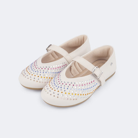 Sapatilha Infantil Pampili Vanila Strass Coloridos Nude