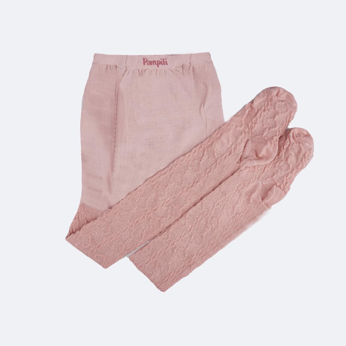 Meia Calça Bebê Pampili Textura Rosa