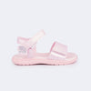 Sandália Papete Infantil Pampili Bia Concha Strass Rosa Claro