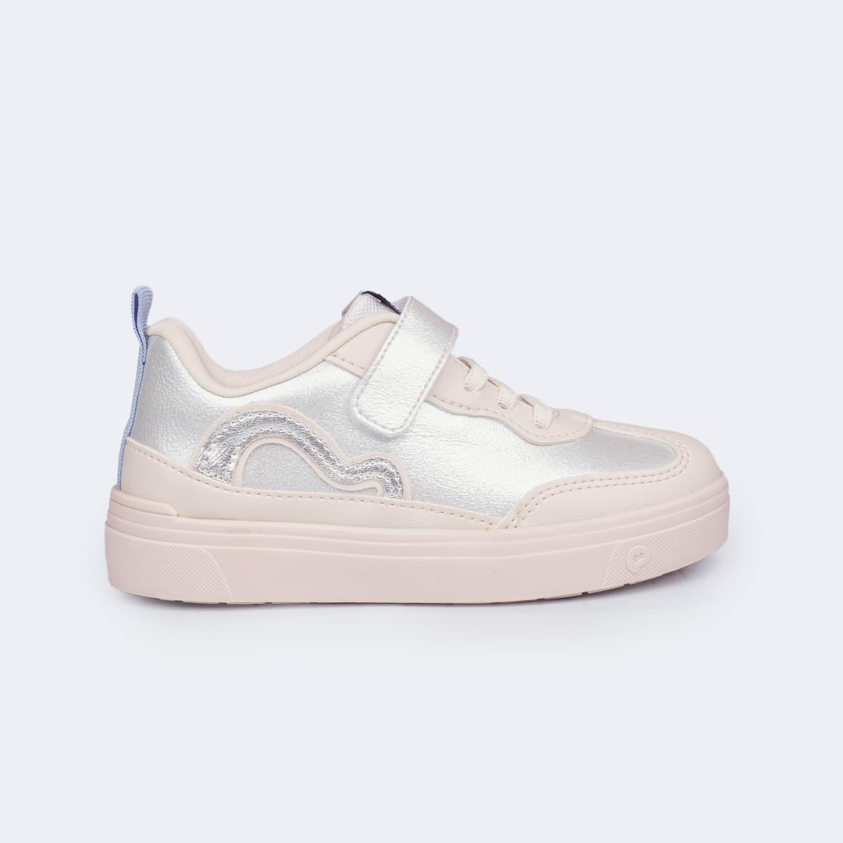 Tênis Infantil Feminino Pampili Casual Nude Prata