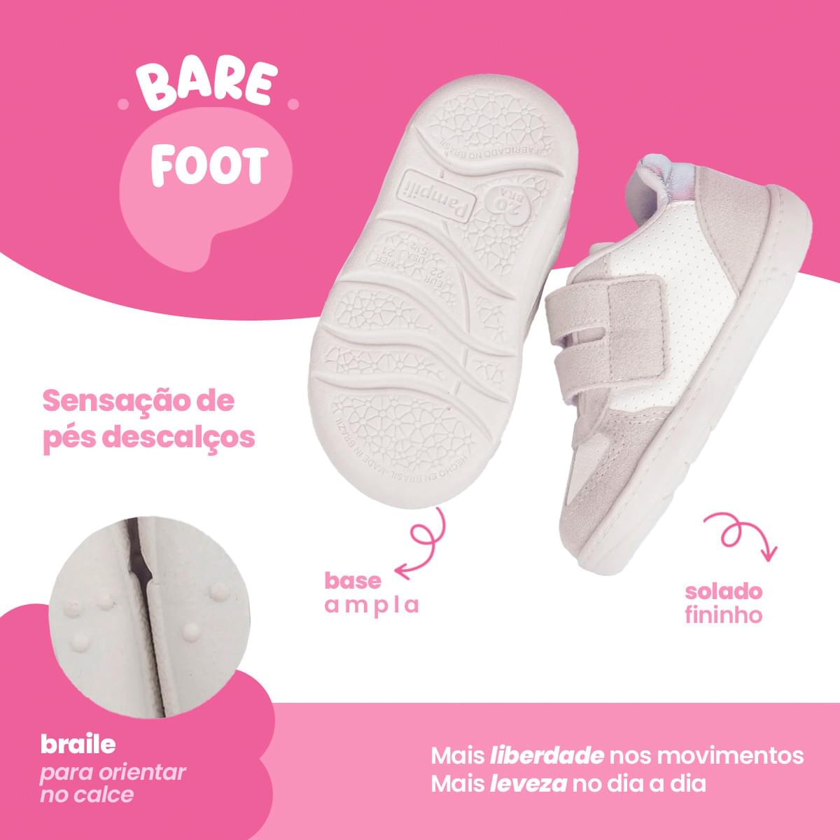 Tênis Infantil Feminino Pampili Sophie Perfuros Branco Cinza
