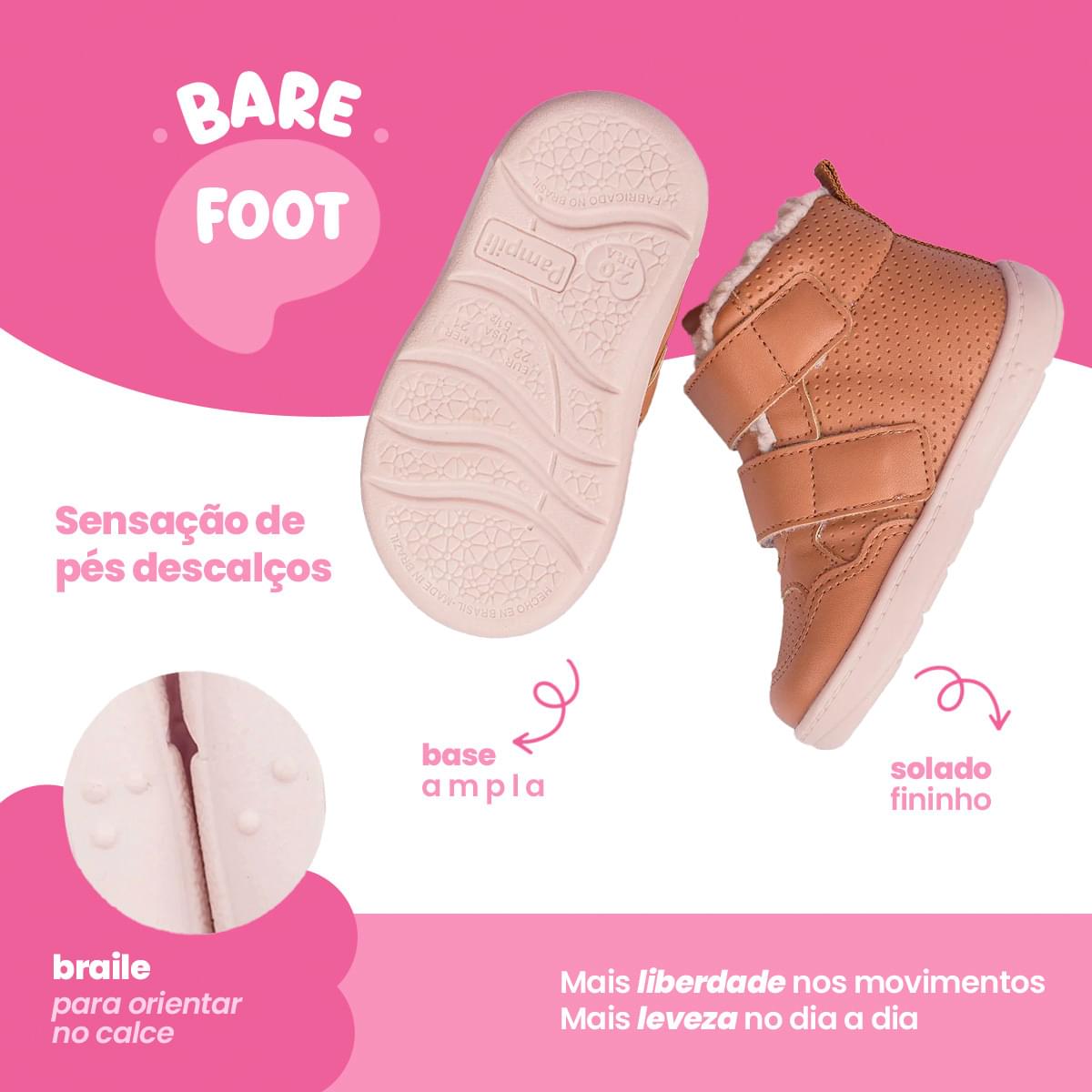 Tênis Cano Médio Infantil Pampili Sophie com Forro Térmico Caramelo