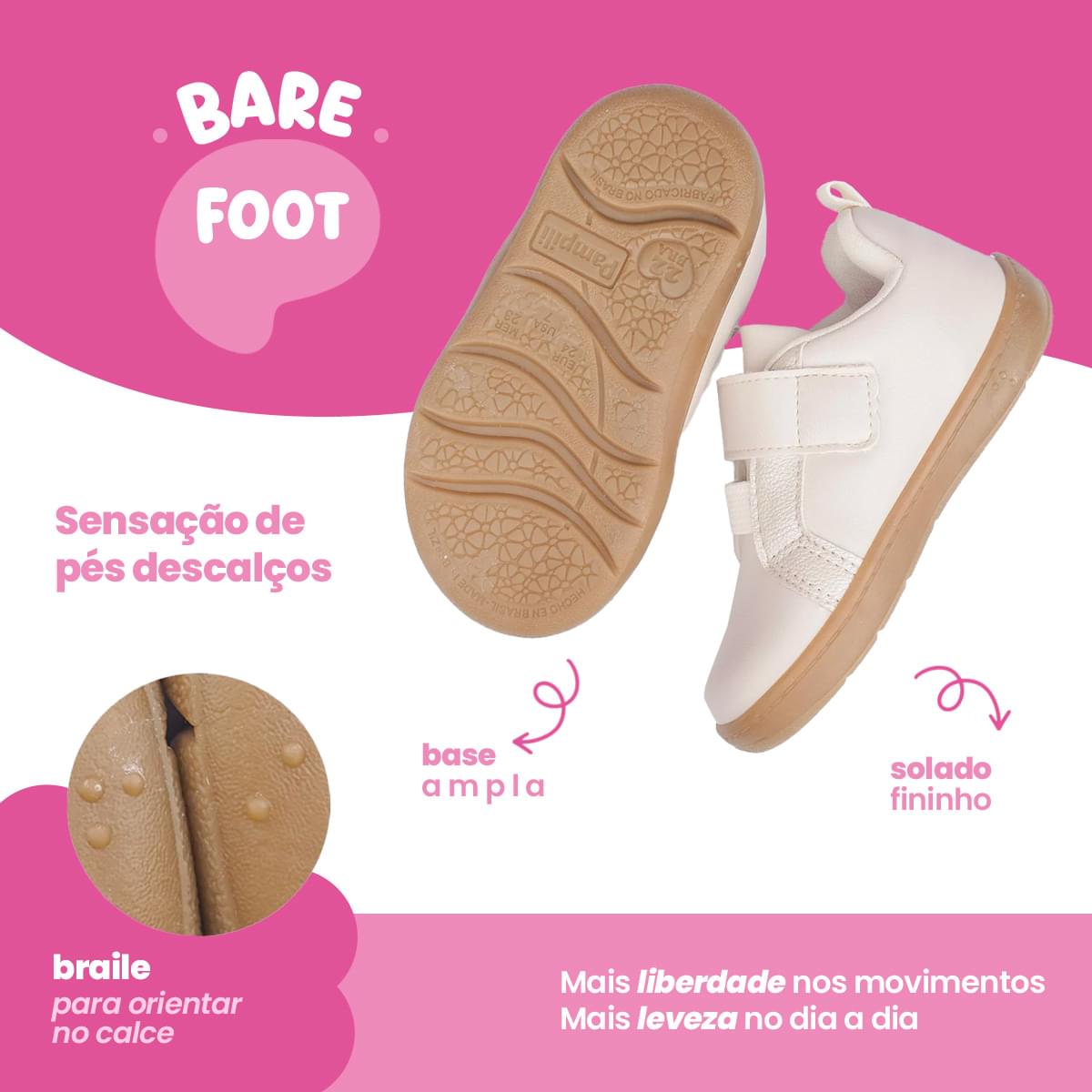 Tênis Infantil Feminino Pampili Sophie Barefoot Nude