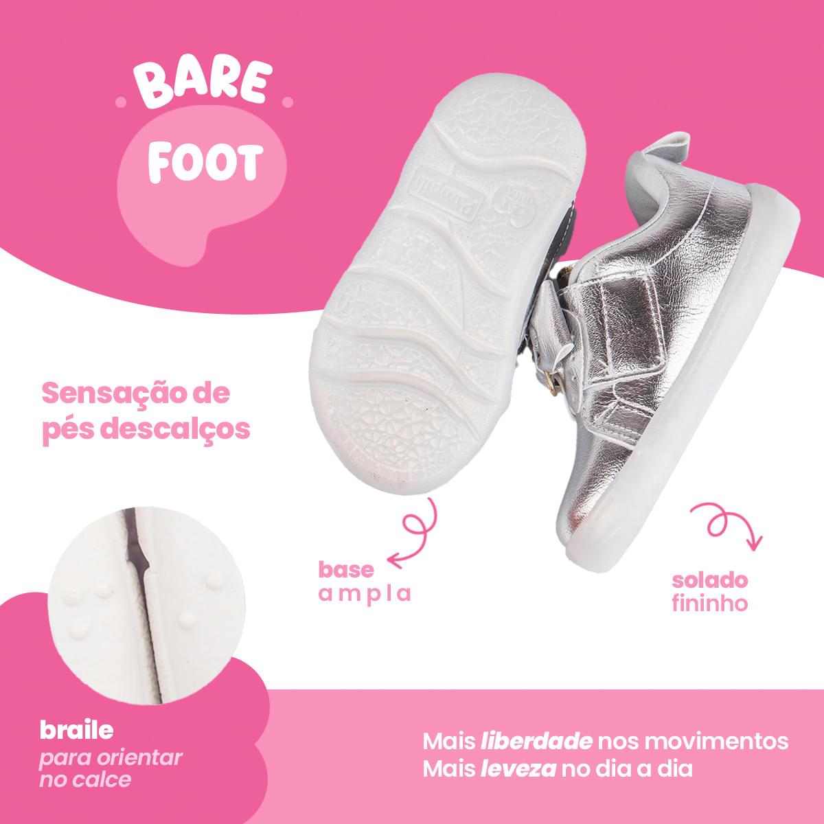 Tênis Infantil Pampili Sophie com Laço Prata