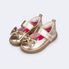 Tênis Infantil Pampili Sophie Barefoot com Laço Dourado