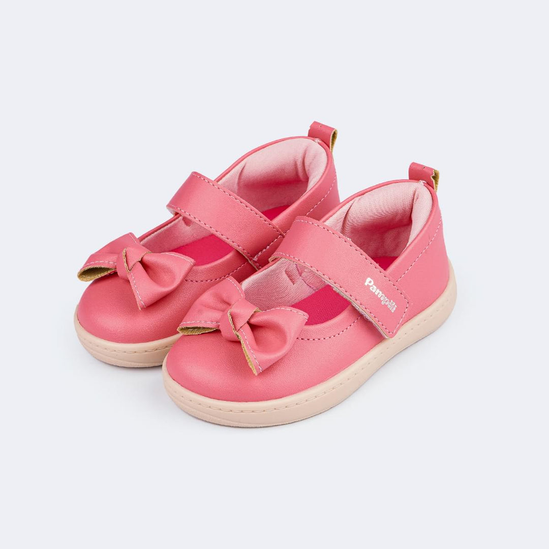 Tênis de Led Pampili Sneaker Luz Mary Jane Laço Rosa Neon