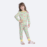 Pijama Infantil Manga Longa Alakazoo Sky Verde - pijama na menina