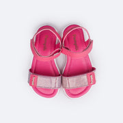 Sandália Infantil Pampili Slim Bombom Glitter Pink - superior da sandália com velcro