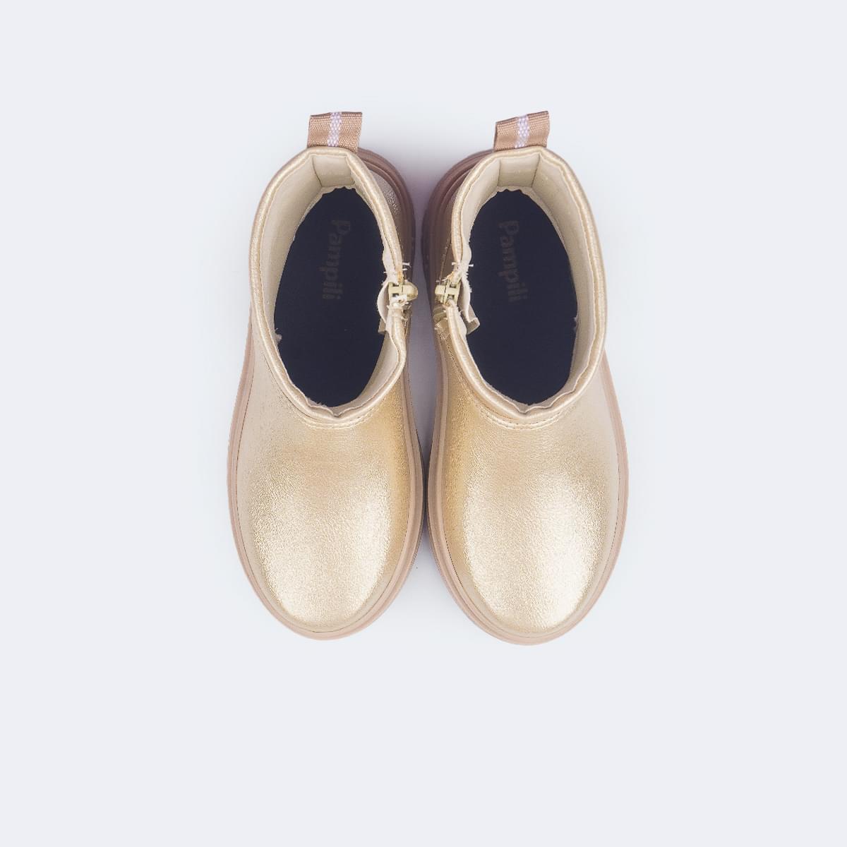 Bota Infantil Feminina Pampili Flora Cintilante Dourada