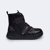 Bota Coturno Infantil Pampili Flora com Tachas Preta