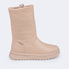 Bota Infantil Feminina Pampili Flora Cano Alto Costura Bege