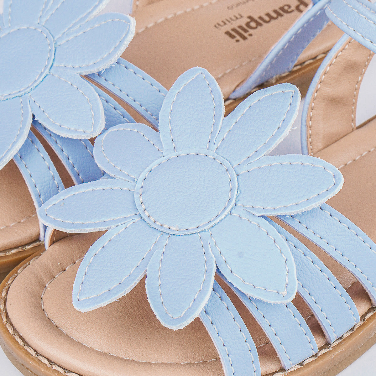 Sandália Infantil Feminina Pampili Maitê Mini com Flor Azul