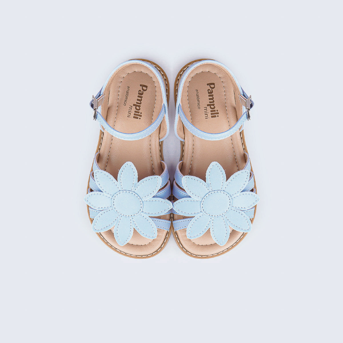 Sandália Infantil Feminina Pampili Maitê Mini com Flor Azul