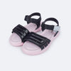 Sandália Infantil Pampili Lili Matelassê Comfy Preta e Rosa