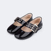 Sapatilha Infantil Feminina Ballet Fivela Preta Verniz