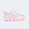 Tênis de Led Infantil Pampili Stella com Brilho Rosa Glacê