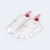 Tênis de Led Infantil Feminino Pampili Stella Branco