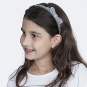 Tiara Infantil Pampili Acrílico Lacinho Glitter Prata