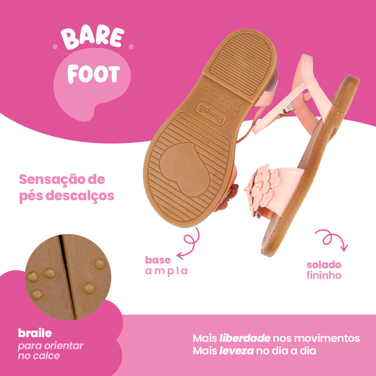 Sandália Infantil Feminina Pampili Maitê com Flores Laranja