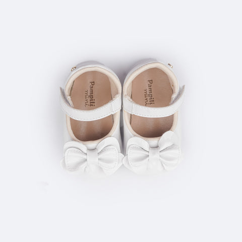 Sapato de Bebê Pampili Nina Laço Duplo Verniz Branco