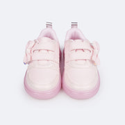 Tênis de Led Infantil Pampili Sneaker Luz Calce Fácil Laço Rosa Suspiro